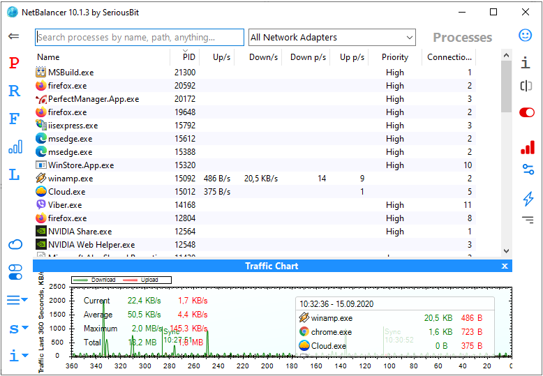 Click to view NetBalancer 8.8.1 screenshot